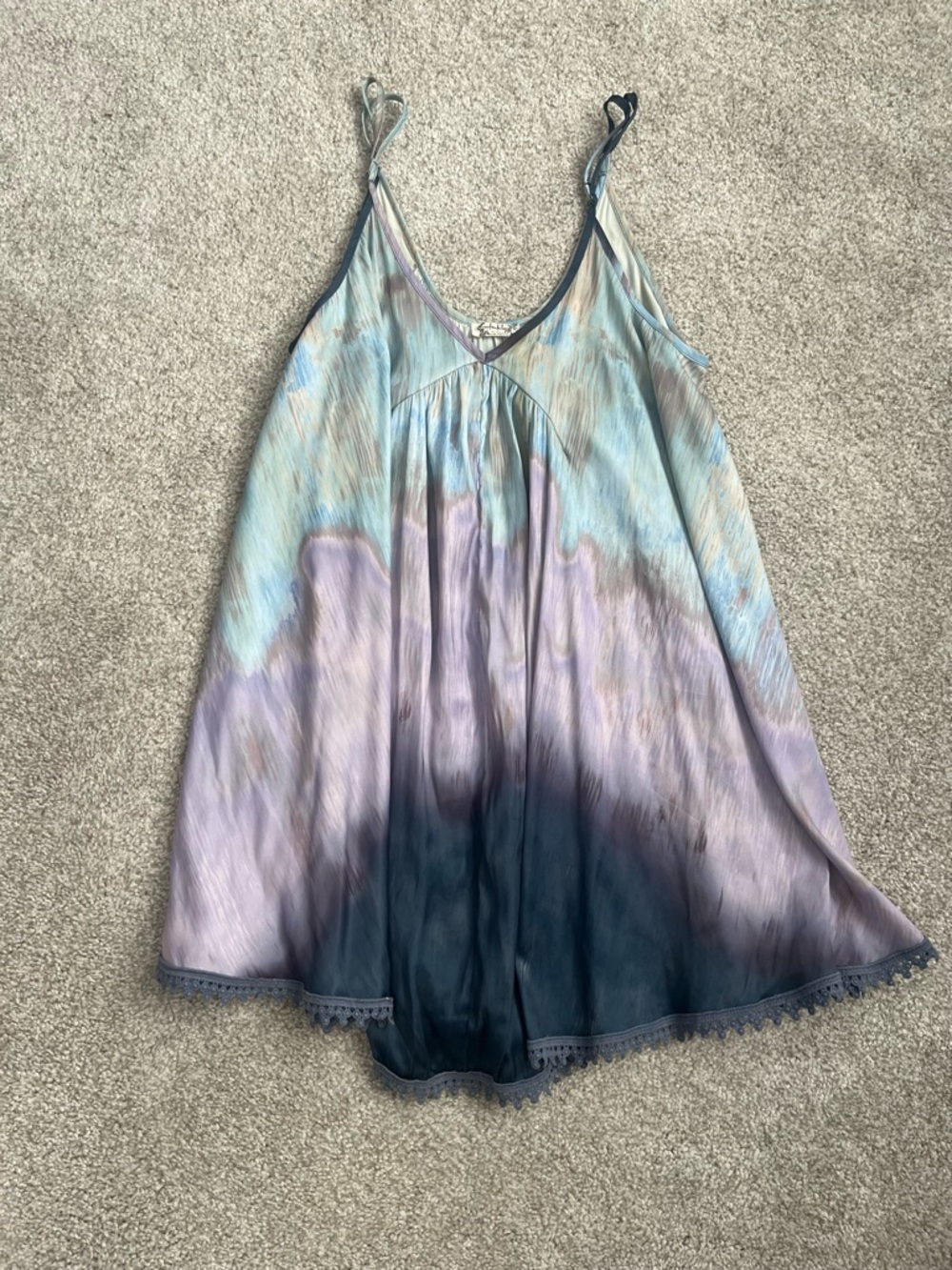 Free People Tie-Dye Mini Dress in Blue, Lavender & Navy